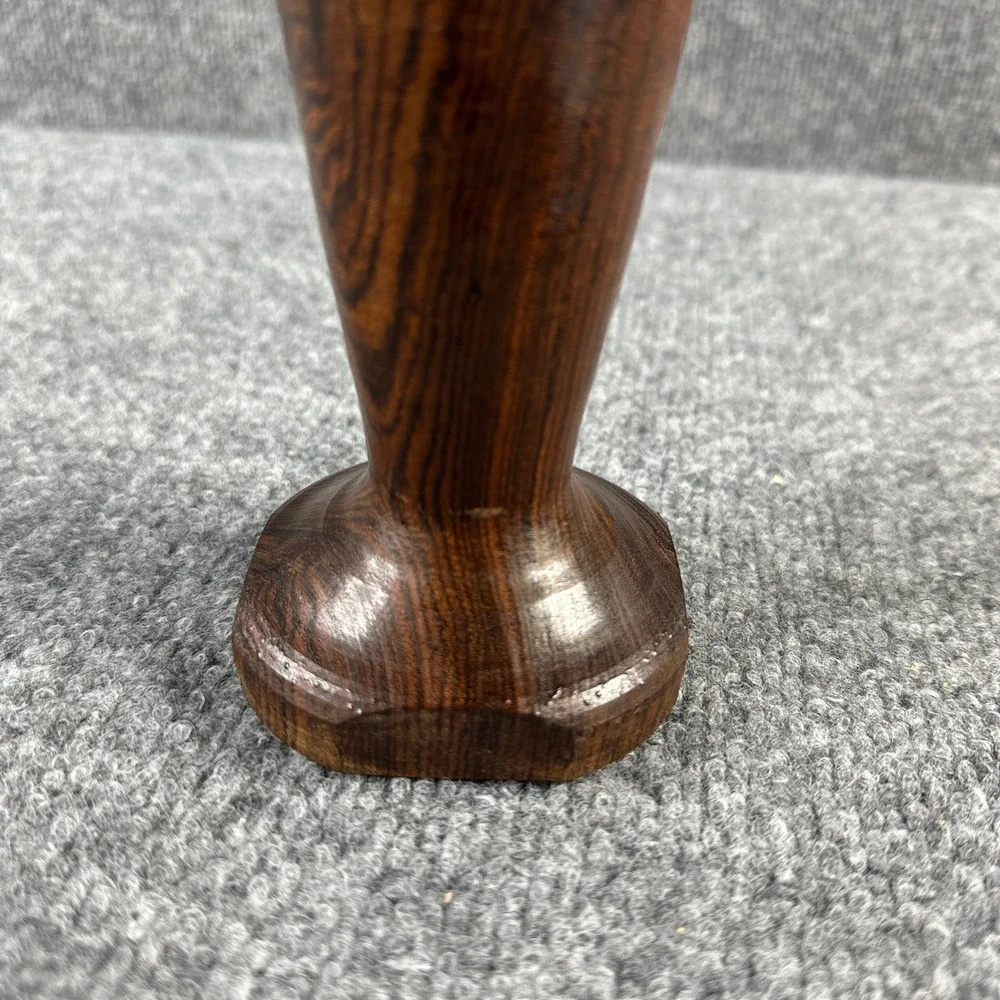Vintage Handcrafted Wooden‎ Bud Vase Small Brown Trumpet Table Decor